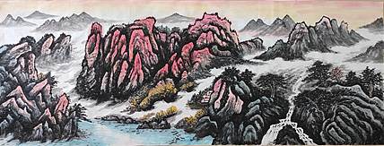 云海松涛 大幅国画鸿运当头