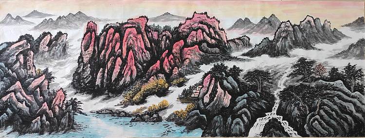 云海松涛 大幅国画鸿运当头