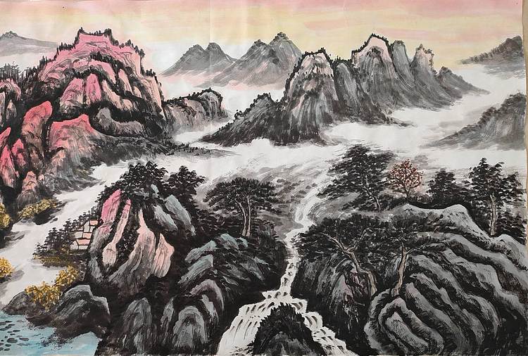云海松涛 大幅国画鸿运当头