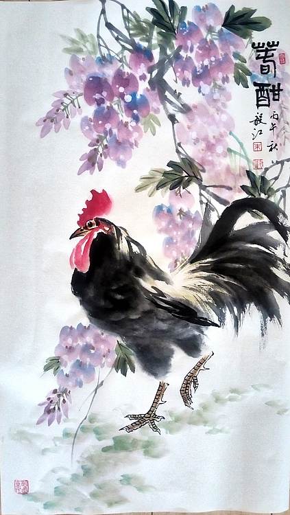 当代著名书画家 醉墨 朱毅江国画《春酣》