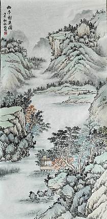 周植筠 幽亭对弈图
