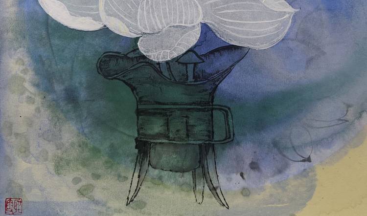 蓝蔷 四川省美协会员郭晋芬《荷韵》38x38cm