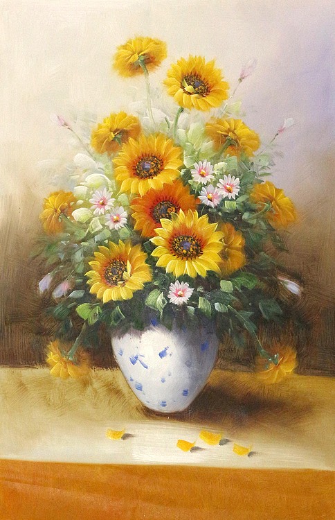 当代油画家 精品油画1 印象向日葵 油画