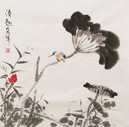 恭结 花鸟 国画