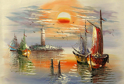 当代油画家 精品油画1 帆船 油画