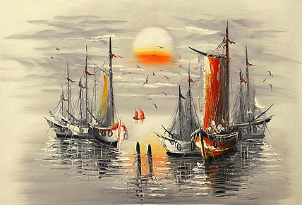 当代油画家 精品油画1 帆船 油画