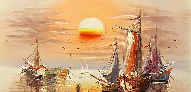 当代油画家 精品油画1 帆船 油画