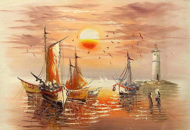 当代油画家 精品油画1 帆船 油画