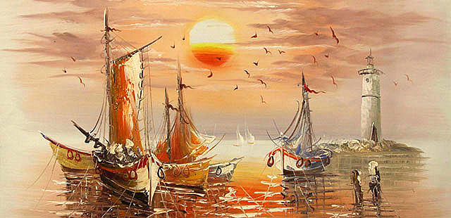 当代油画家 精品油画1 帆船 油画