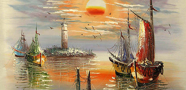 当代油画家 精品油画1 帆船 油画
