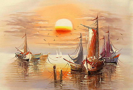 当代油画家 精品油画1 帆船 油画