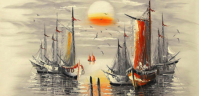 当代油画家 精品油画1 帆船 油画